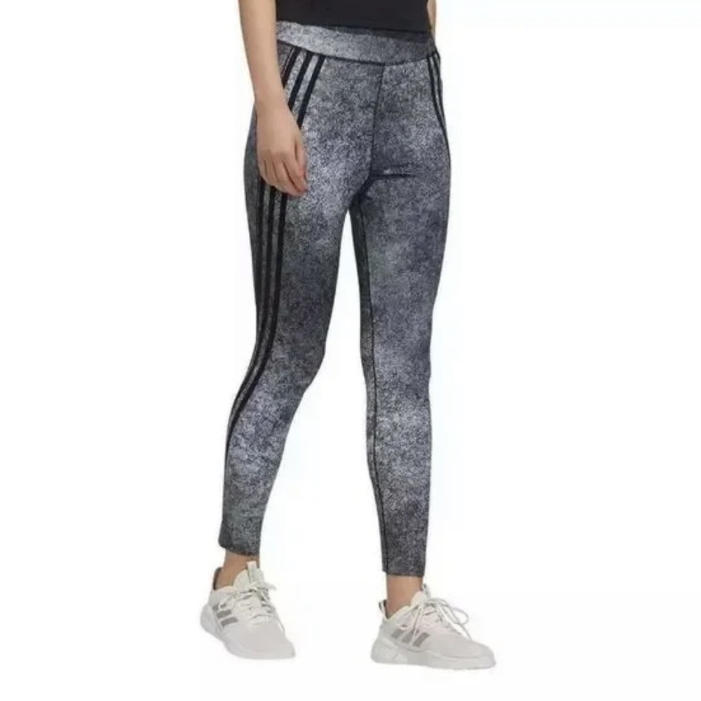 NWT ADIDAS aeroready black speckled high rise leggings size S stretch